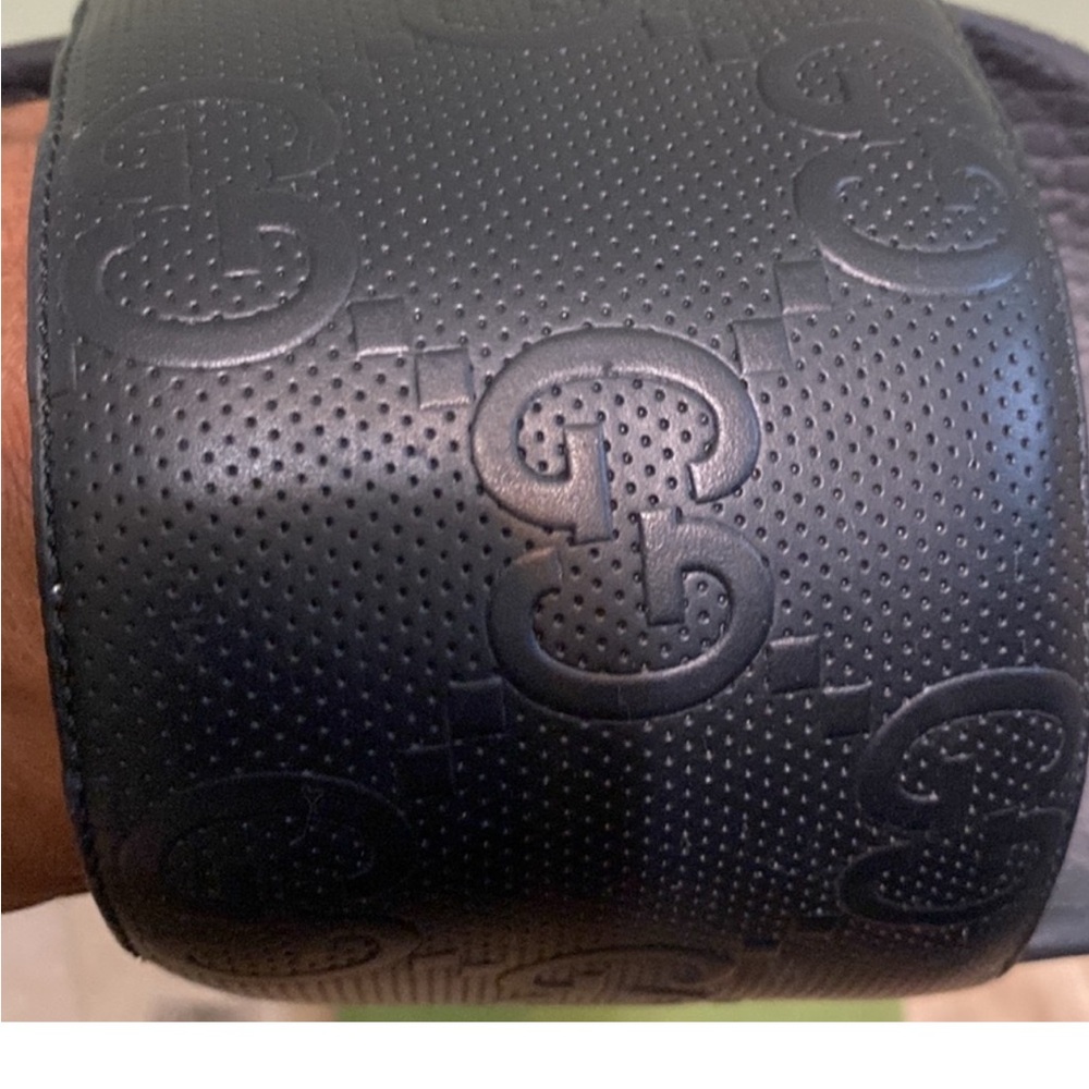 Gucci Black Embossed Slides